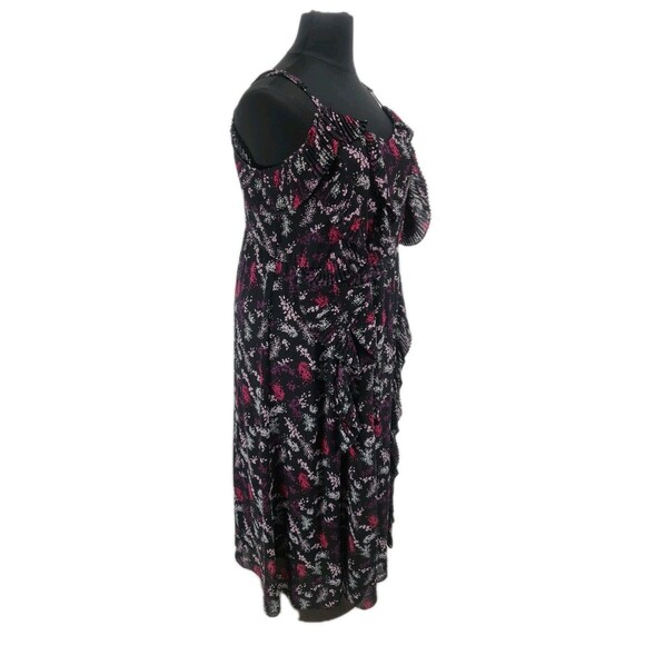 LANE BRYANT Women Plus Sz 22 Floral Sheer Ruffle Maxi Dress Spaghetti Strap 20NA - Picture 2 of 6